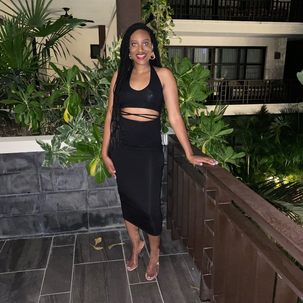 Black Halterneck Top and Midaxi Skirt Co Ord Set